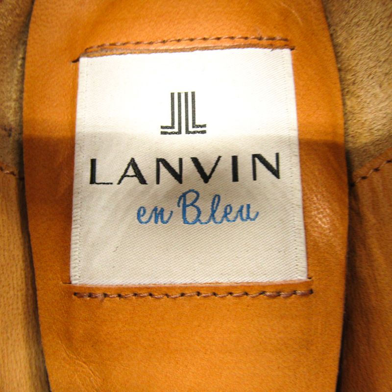 ランバンオンブルー パンプス スクエアトゥ ブランド シューズ 靴 日本製 黒 レディース 22.5サイズ ブラック LANVIN en Bleu 【中古】