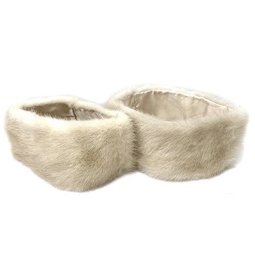 パールミンク ファーカフス ライトベージュ 薄茶色 毛皮 付け袖口 ブーツ間口 防寒 冬小物 アパレル レディース ネコポス配送