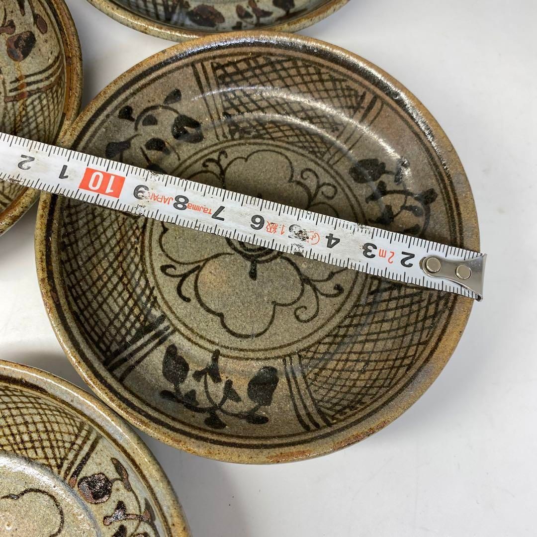 江戸時代 絵唐津 小皿5枚 幅約11.6㎝ 木箱付 タニト 東さ6-0814③