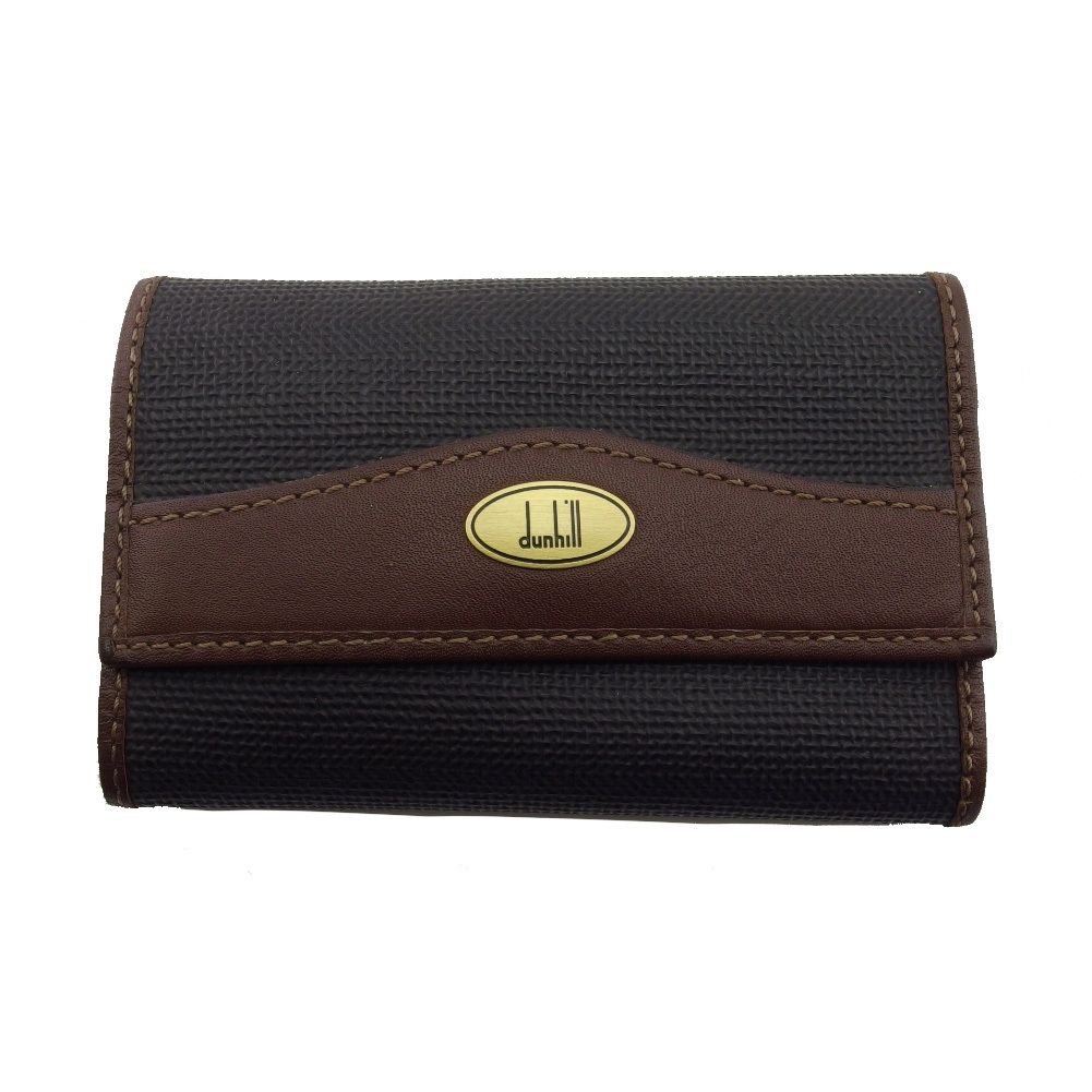 ダンヒル Dunhill キーケース ダークブラウン×ブラウン×ゴールド レディース