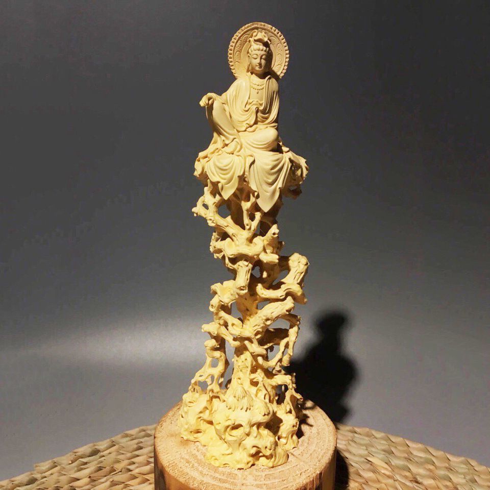 Amazon.co.jp: kk28-8841[TOM]仏教美術中国林金徳作木彫彫刻観音