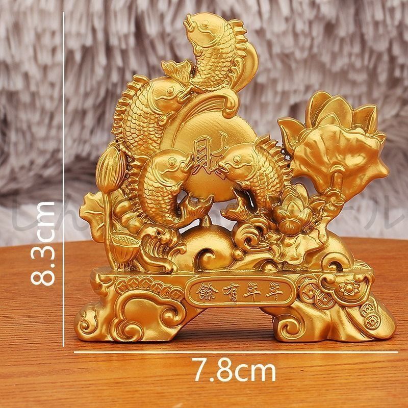 鯛 メデ鯛 蓮 蓮の花 金 ゴールド 黄金 置物 オブジェ 縁起物 開運