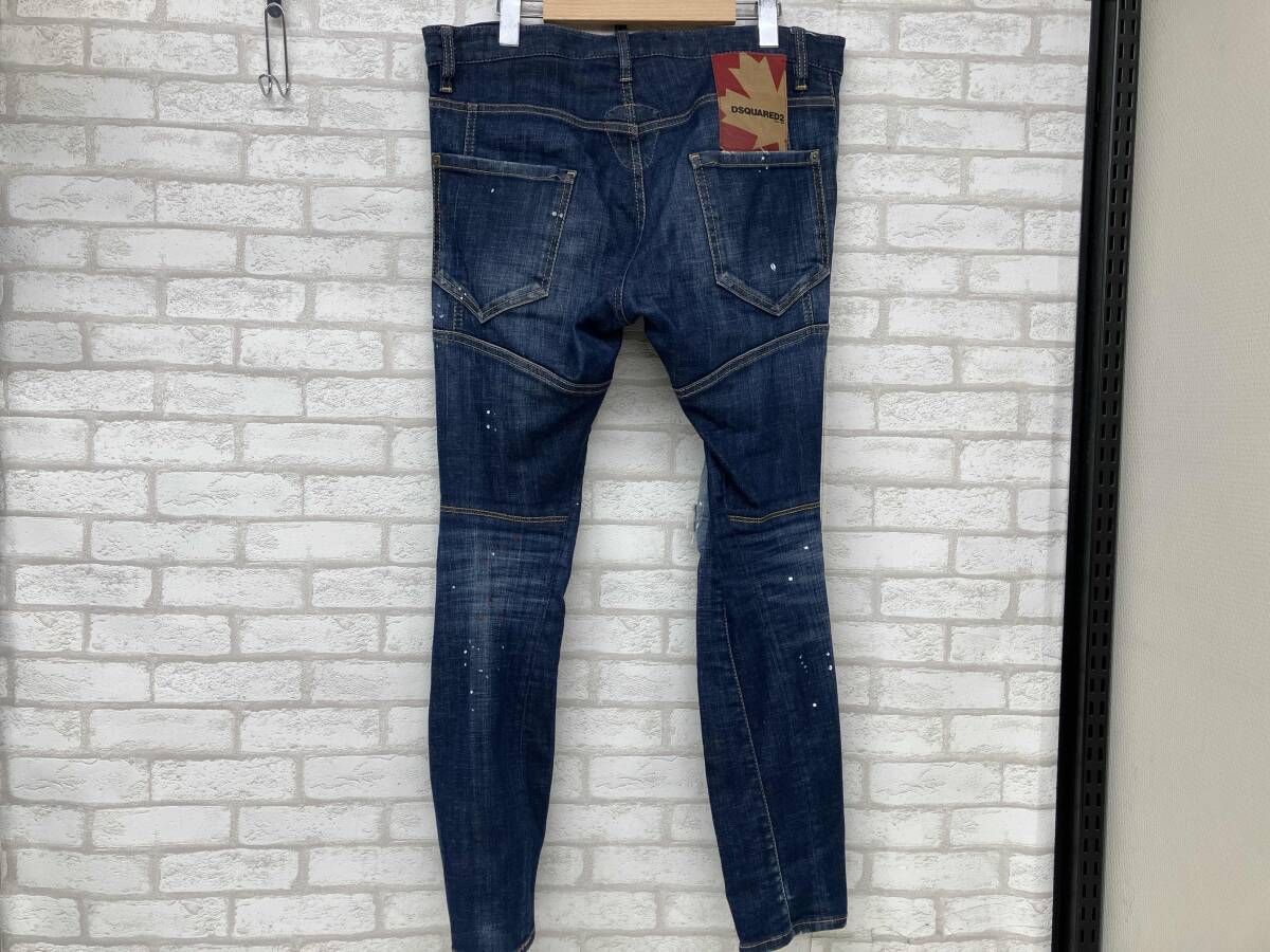ディースクエアード デニムパンツ ジーンズ ボタンフライ ダメージ リメイク ペイント メンズ 48 インディゴ