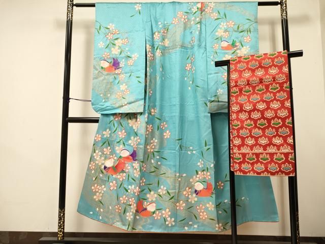 浴衣 反物 東京本染「夏のきもの 登録 花の東京 謹製」紺青藍色傘柳