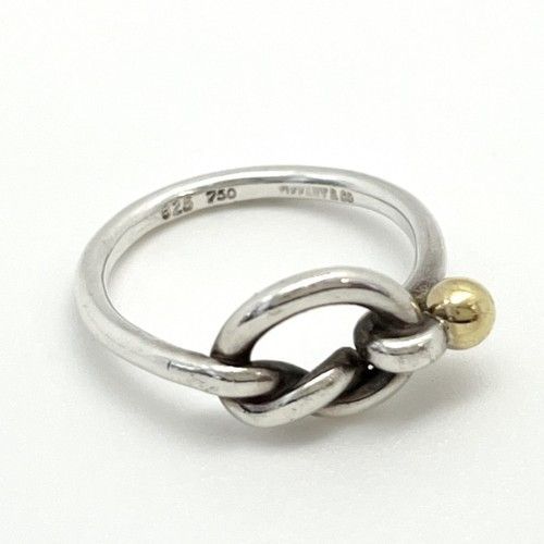 Tiffany&Co. ティファニー ラブノット リング SV925 750YG 14号 