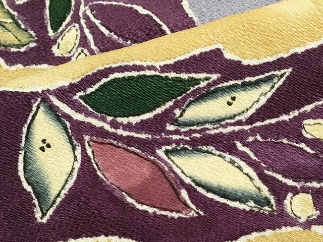 平和屋着物○極上 東京友禅 久呂田明功 青山みとも 訪問着 草葉文 鬼  