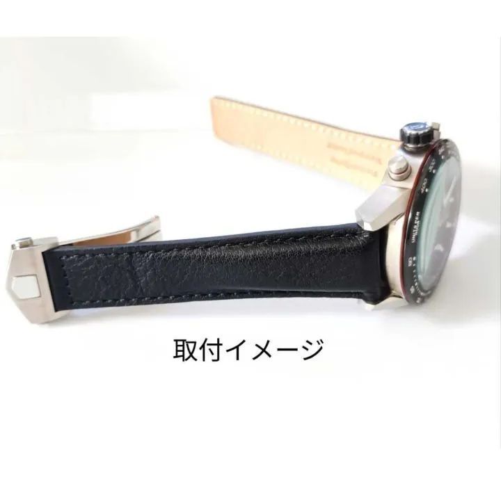 22mm イタリアンカーフ レザー 革ベルト シボ ブラック 黒 Dバックル