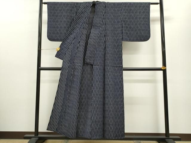 平和屋着物▽上質なお召 単衣 菱文 正絹 逸品 CAAV9461ze