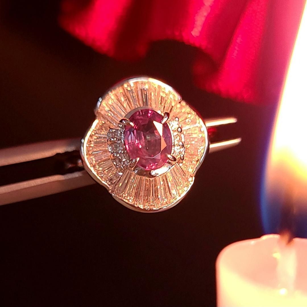 コスパ最高! アレキサンドライト 0.63ct ダイヤ プラチナ リング  