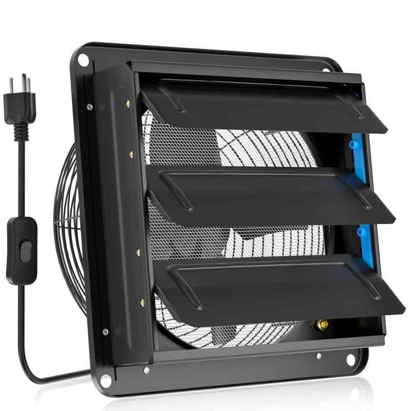 Hon-amp-Guan 換気扇 250mm 有圧換気扇 インボイス制度登録店 スイッチ付き シャッター付き 産業用有圧換気扇 低騒音 排気 単相100V 工場 作業所 倉庫用 羽根径25cm
