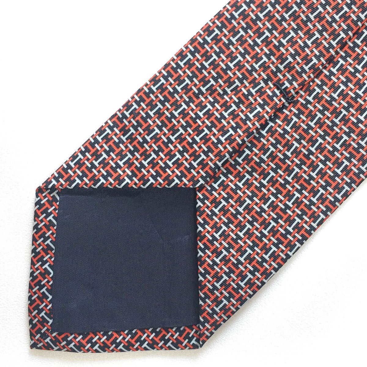 美品/HERMES/エルメス/フランス製/シルク/ネイビー×ブルー/ネクタイ エルメス Hermes HERMES ネクタイ TIE 7cm フランス製 シルク