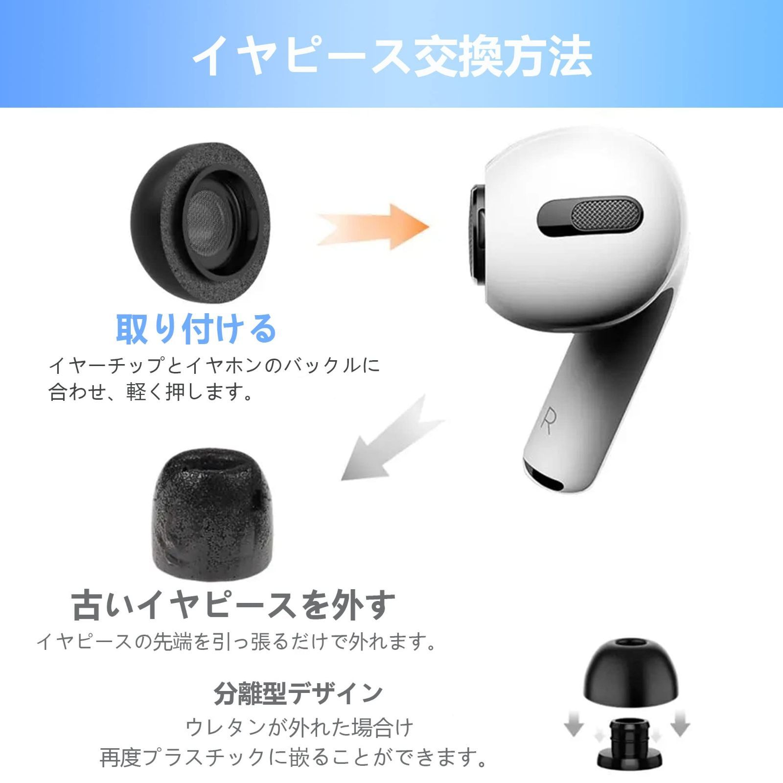 AirPods Pro イヤーチップ イヤーピース きせよ イヤホン 白 Mサイズ