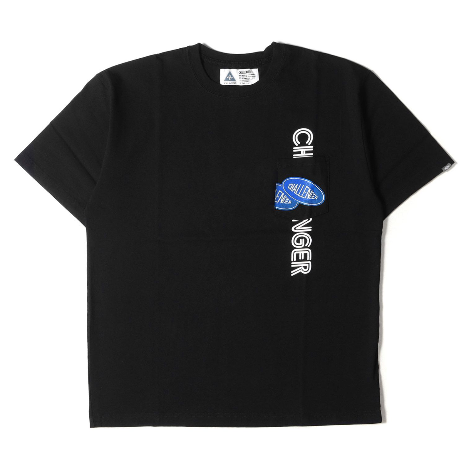 新品 CHALLENGER チャレンジャー Tシャツ ブランドロゴ ポケット クルーネックTシャツ LOGO PKT TEE 22AW ブラック 黒  XXL トップス カットソー 半袖 ストリート ブランド