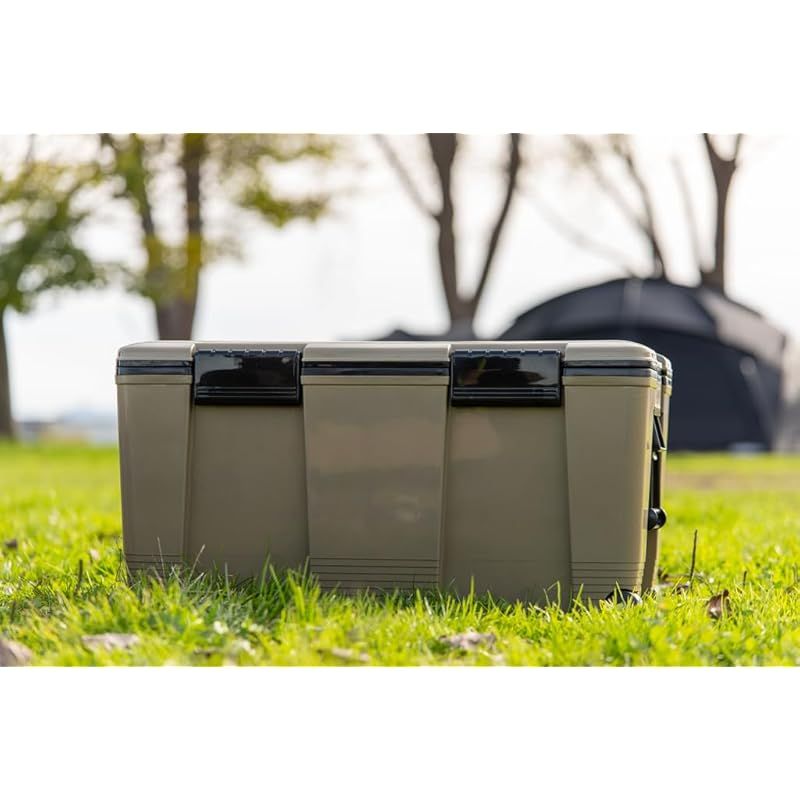 JEJアステージ アウトドアシーンに映える クーラーボックス アイセル サンドベージュ 52L 幅750×奥行370×高さ389mm 水抜き栓付 保冷 軽量 トレー付 部活 アウトドア お出かけ レジャー 投入口付 釣り スポーツ キャスター付 CHRISTIANNAURATH_COM_BR