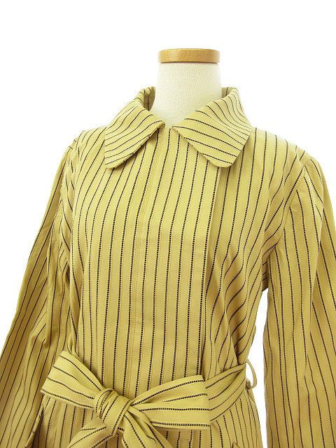 クラネ CLANE ジャケット ロング ストライプ 比翼 スリット ウール 36 