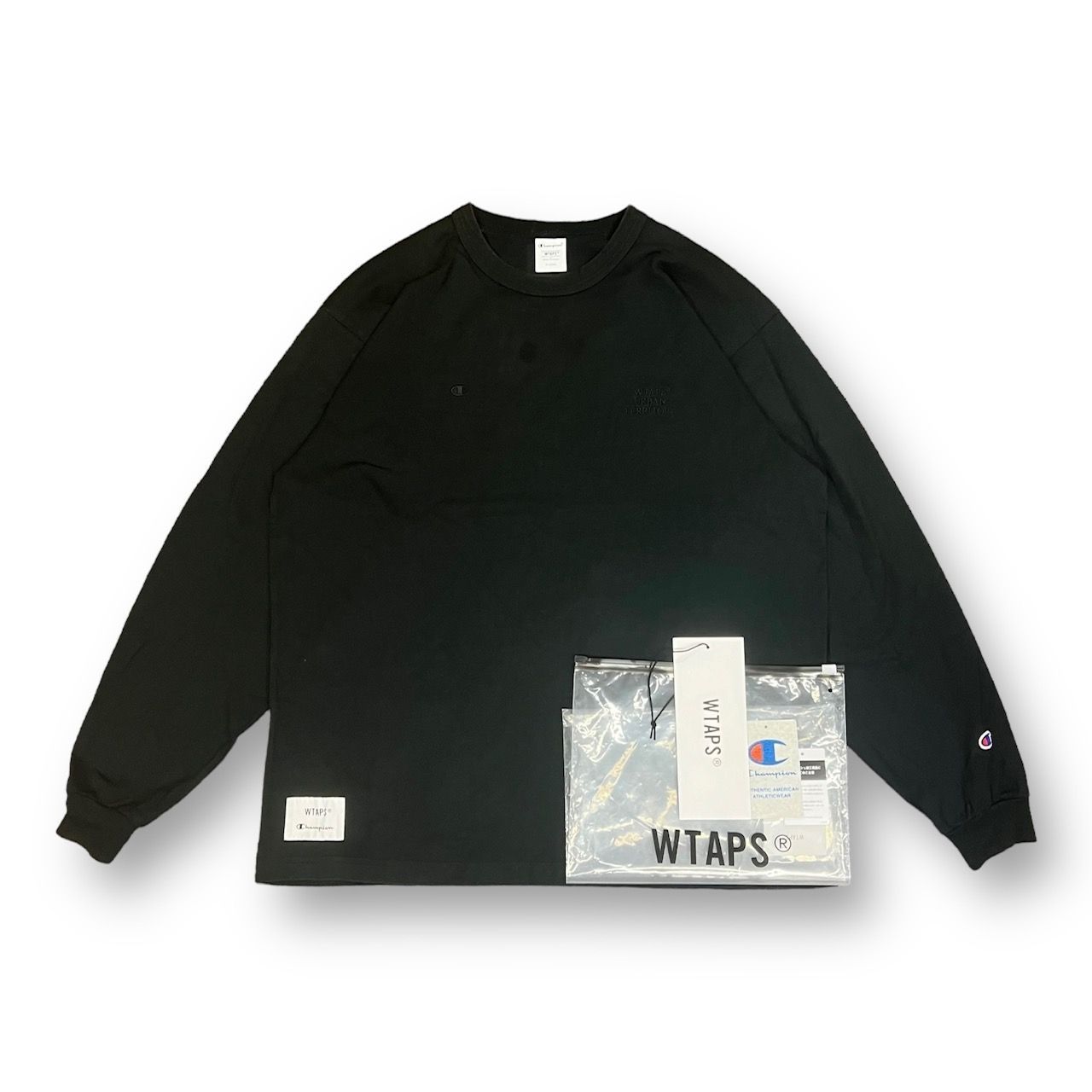 WTAPS 23AW ACADEMY / LS / COTTON. CHAMPION コラボ チャンピオン ロングスリーブ Tシャツ カットソー  ダブルタップス 232HBCHD-CSM02S ブラック XL 72990A3 - メルカリ