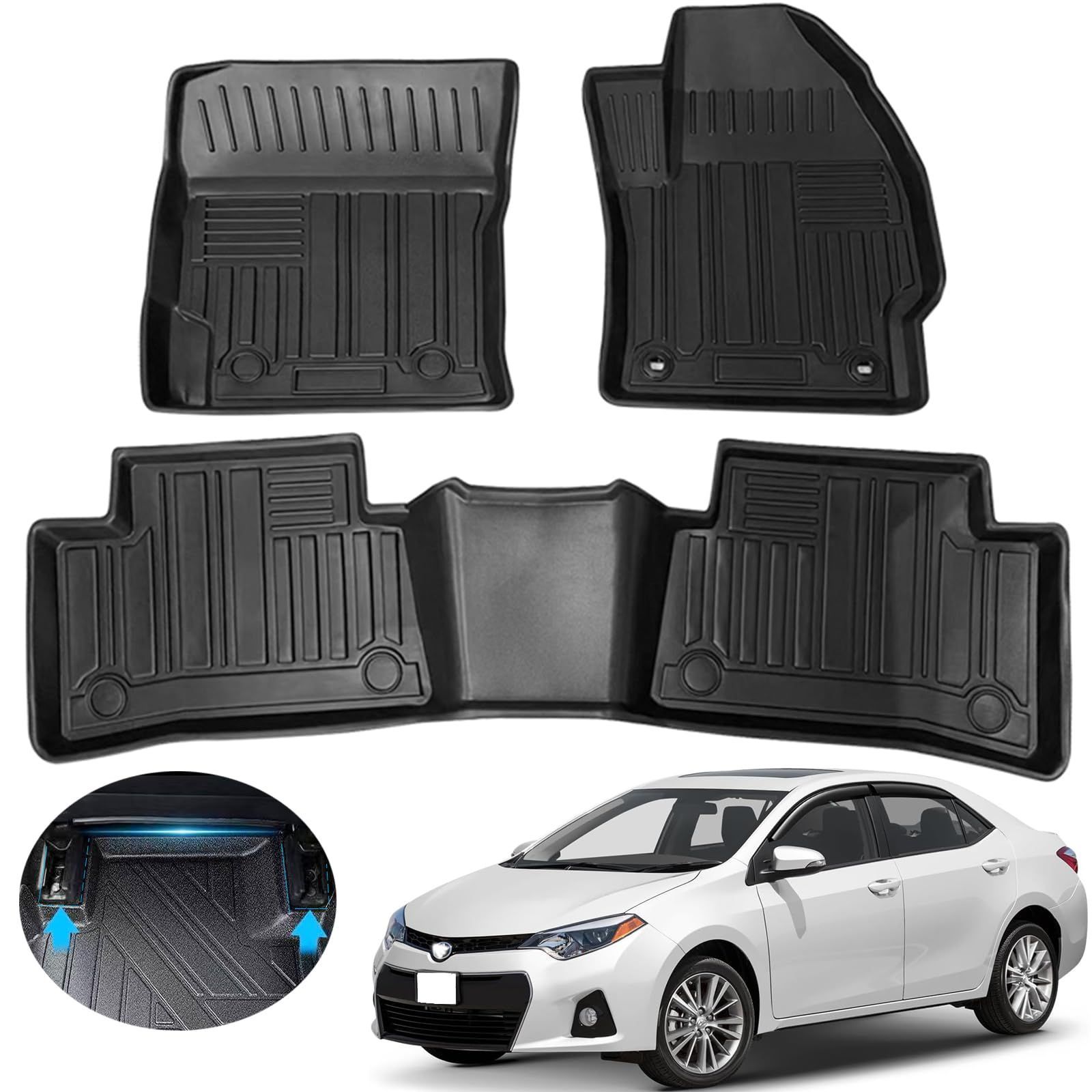 トヨタ カローラ 3Dフロアマット カローラ セダン フロアマット カーマット 防水 corolla 2014-2018 カーマット 滑り防止 耐汚れ TPE素材 立体タイプマット 内装 カスタムパーツ 車種専用設計 取付