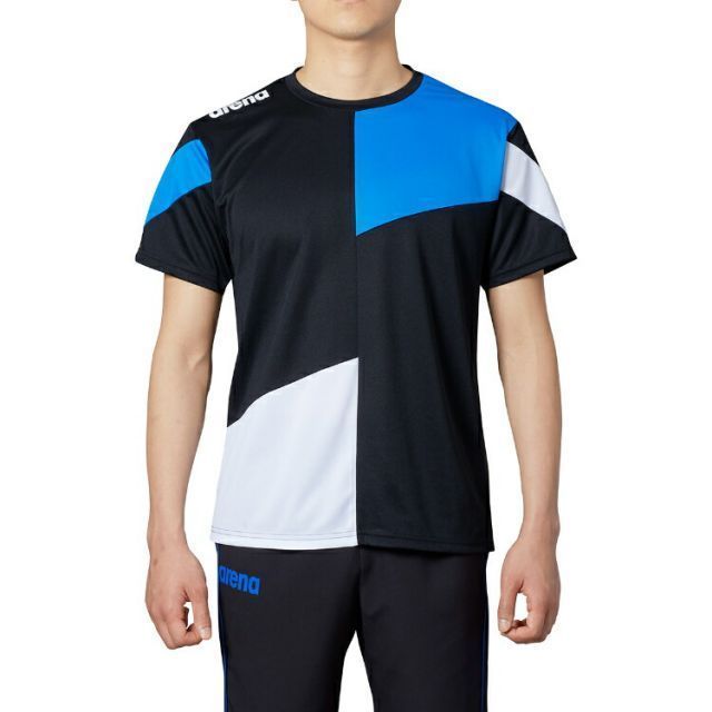 arena アリーナ Tシャツ ブラックXホワイトXブルー Mサイズ ARN-0333 BWB | スポーツ スポーツ用品 水泳 スイミング スイマー トップス Tシャツ 半袖シャツ 部活 チーム チームウェア メンズ チーム