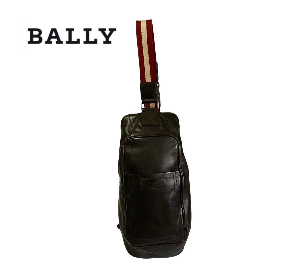 BALLY バリー ボディバッグ レザー 赤ストライプ ショルダーバッグ トレインスポッティング ロゴエンボス