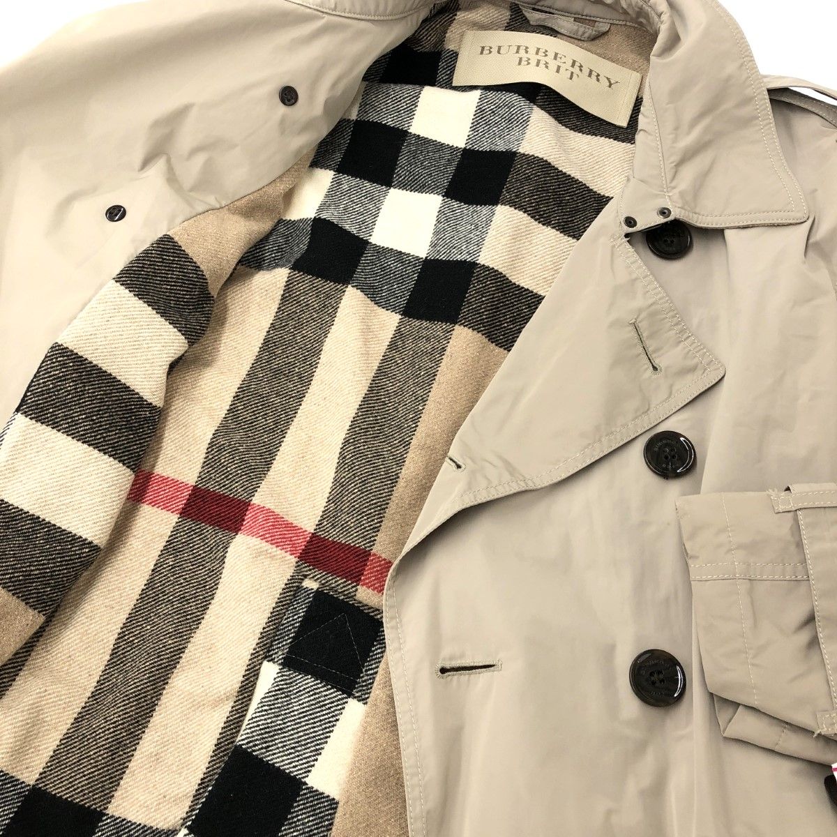 BURBERRY BRIT トレンチコート S ベージュ チェック柄