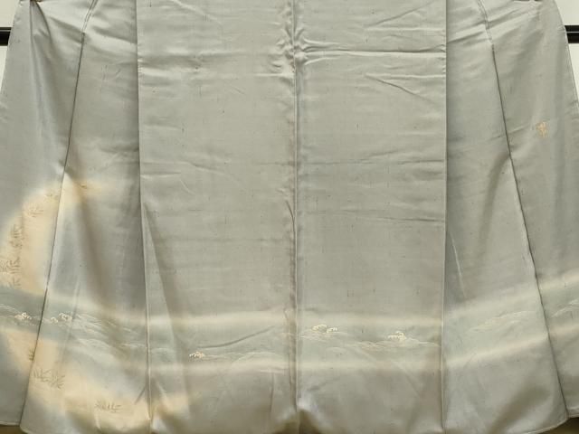 平和屋着物○訪問着 紬地 立波文 暈し染め 金彩 正絹 逸品