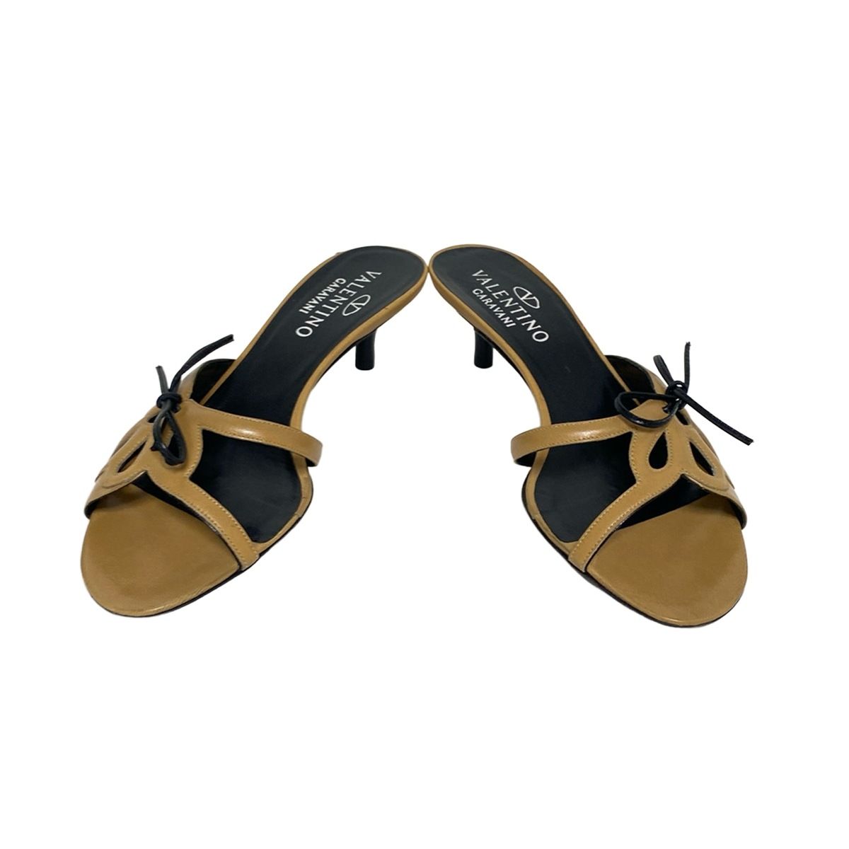 VALENTINOGARAVANI バレンチノガラバーニ ミュール 36 1|2 レディース - ライトブラウン×黒 レザー