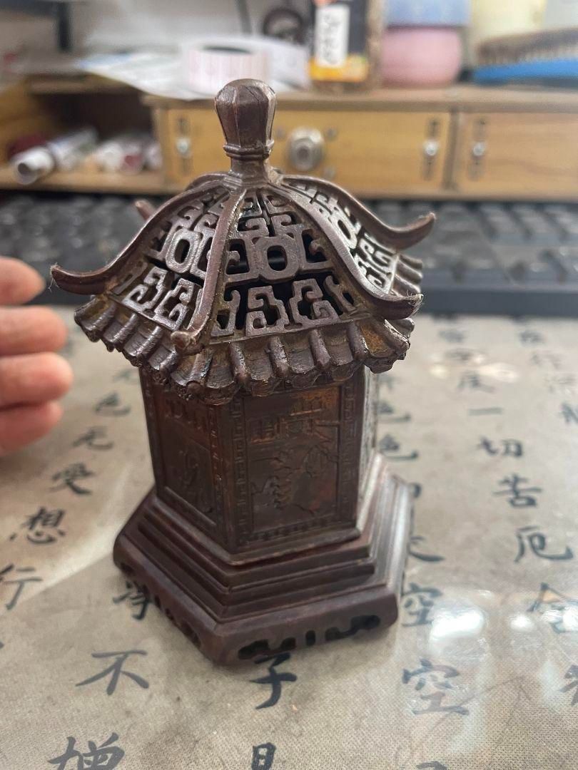 銅 細工 博山炉 禅意香炉 茶室香炉 装飾品 工芸品 置物 銅製