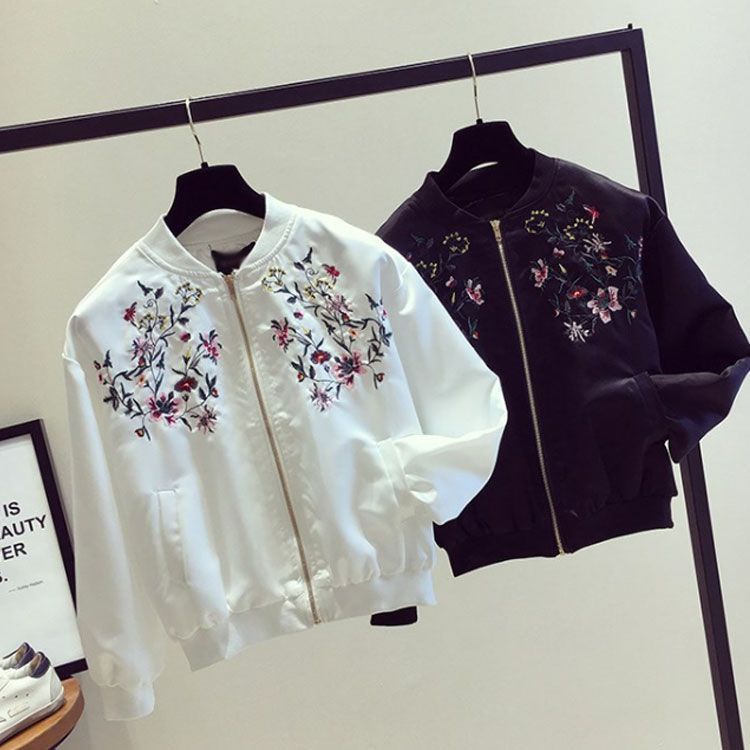 ブルゾン スカジャン ライトアウター 刺繍 花 和柄 ジャンパー