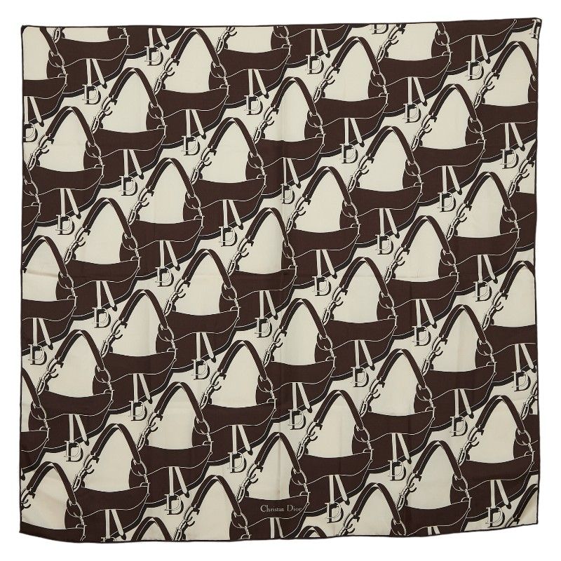 ディオール サドルバッグ モチーフ ホワイト ブラウン シルク レディース Dior 1-0229424
