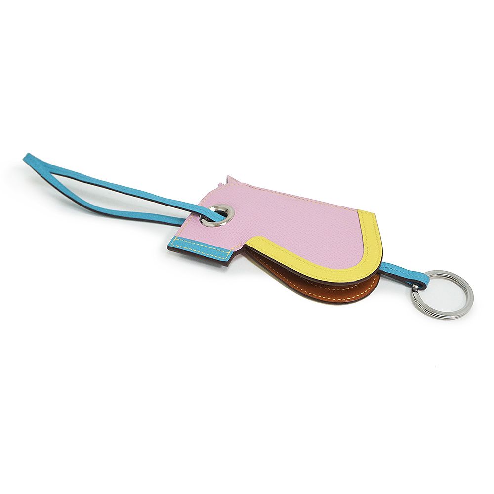 （新品・未使用品）エルメス HERMES カマイユ マルチ キーリング バッグチャーム ヴォーエプソン レザー モーヴシルベストル ジョーヌナプル ブルーデュノール ピンク C刻印 シルバー金具 箱付 エルメス カマイユ マルチ キーリング バッグチャーム ヴォーエプソン