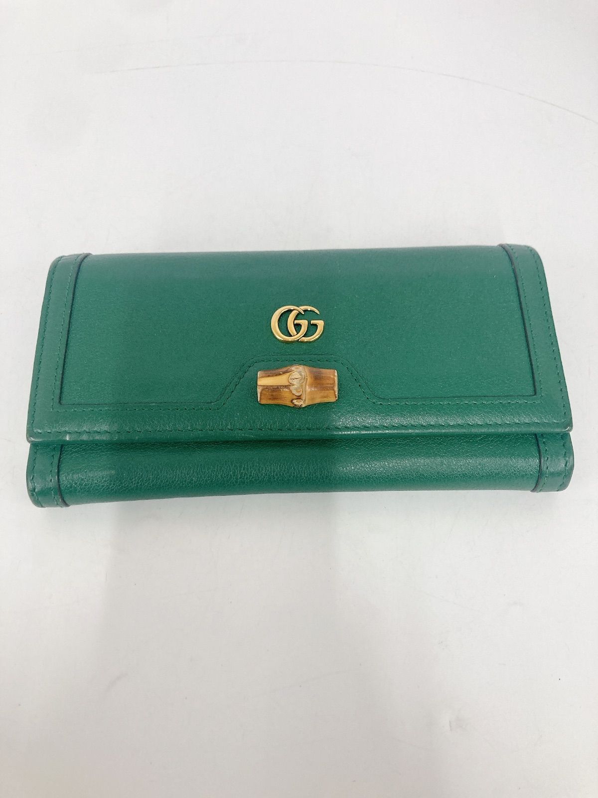 GUCCI グッチ バンブー付きチェーンウォレット 長財布 グリーン