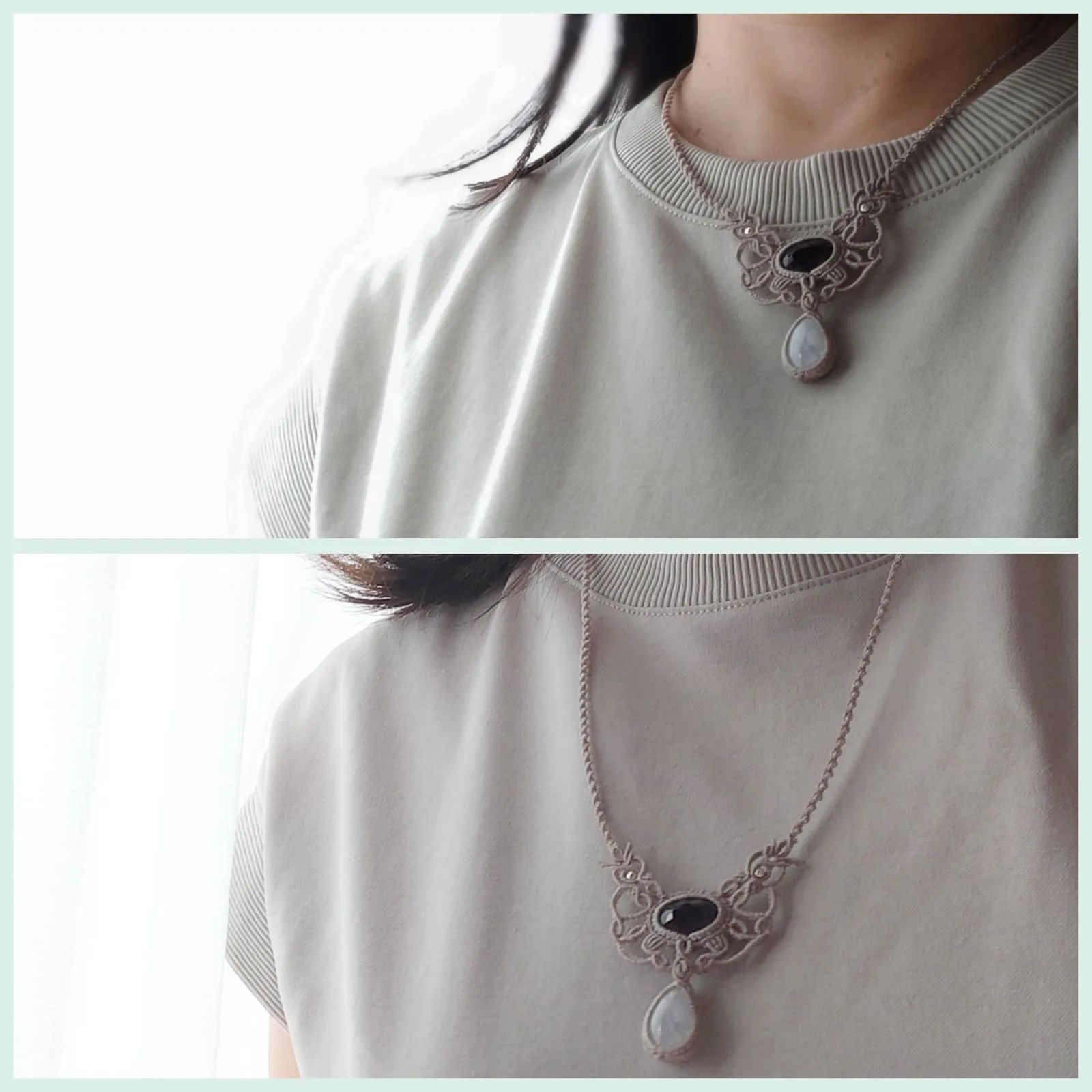 アメジスト【2月誕生石】レインボームーンストーンの天然石マクラメ