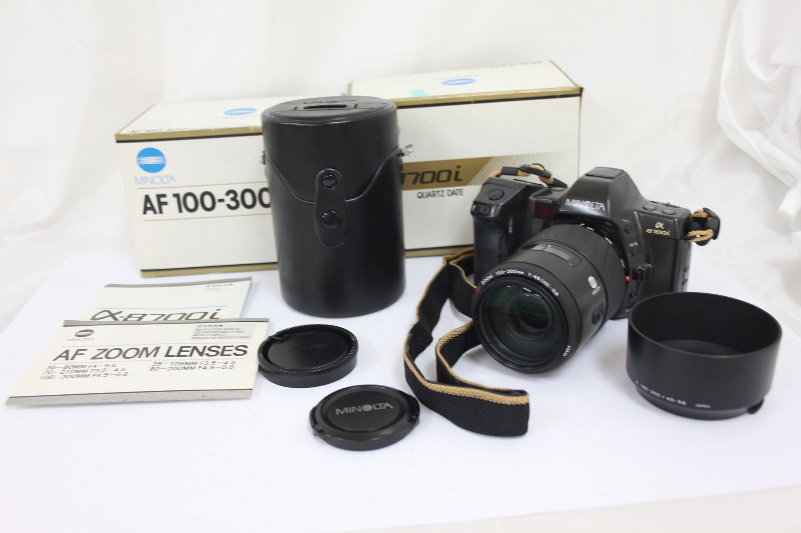 返品保証 元 き ミノルタ Minolta α 8700i AF Zoom 100-300mm F4.5-5.6 レンズケース付き ボディレンズセット e242