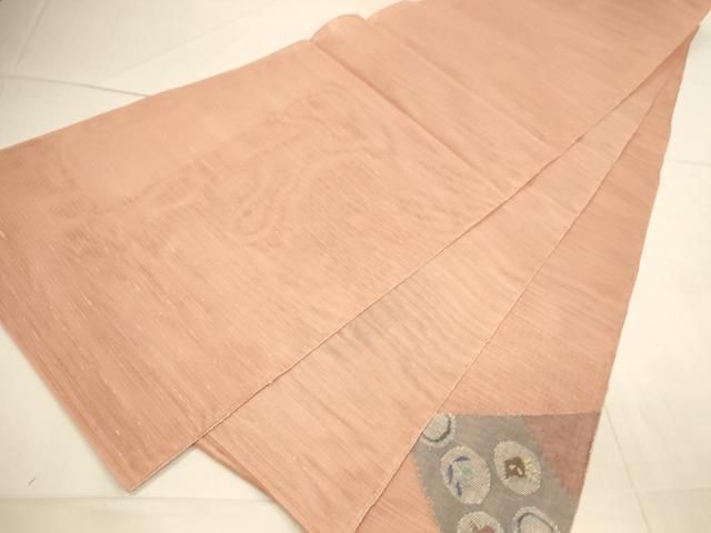 平和屋着物＊夏物 太鼓柄袋帯 すくい織 草花 金銀糸 正絹 逸品