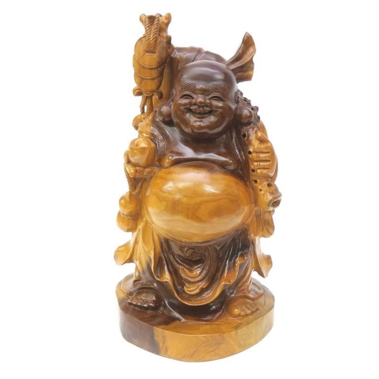 布袋 七福神 銅製 木台 彫刻 仏像 置物 風水 開運 金運 骨董