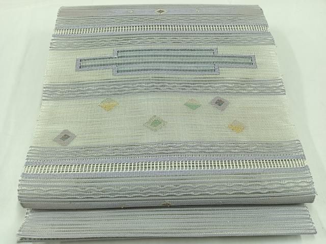 ★専用★美品 名古屋帯 夏帯 夏 絽 黒 植物文 金糸 長さ3ｍ54㎝ お洒落 名古屋帯 秀品 夏帯 絽 八寸名古屋帯 松葉仕立て 幾何学模様 金