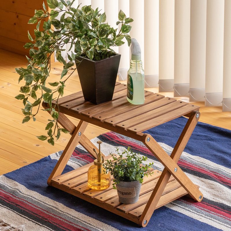 NEW アカシア 折り畳みラック 2段 unl22 サカベ 花台 屋外 アルミ