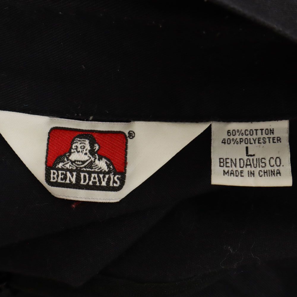 ベンデイビス 半袖 ハーフジップ シャツ L ネイビー BEN DAVIS メンズ