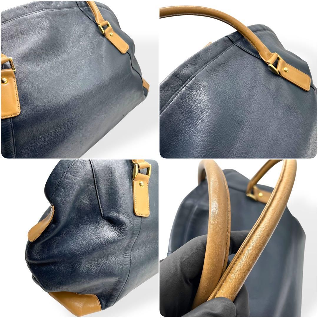 【極美品】Kitamura / キタムラ ナイロン×レザー ボストンバッグ 極美品 kitamura キタムラ ボストンバッグ レザー ネイビー 犬