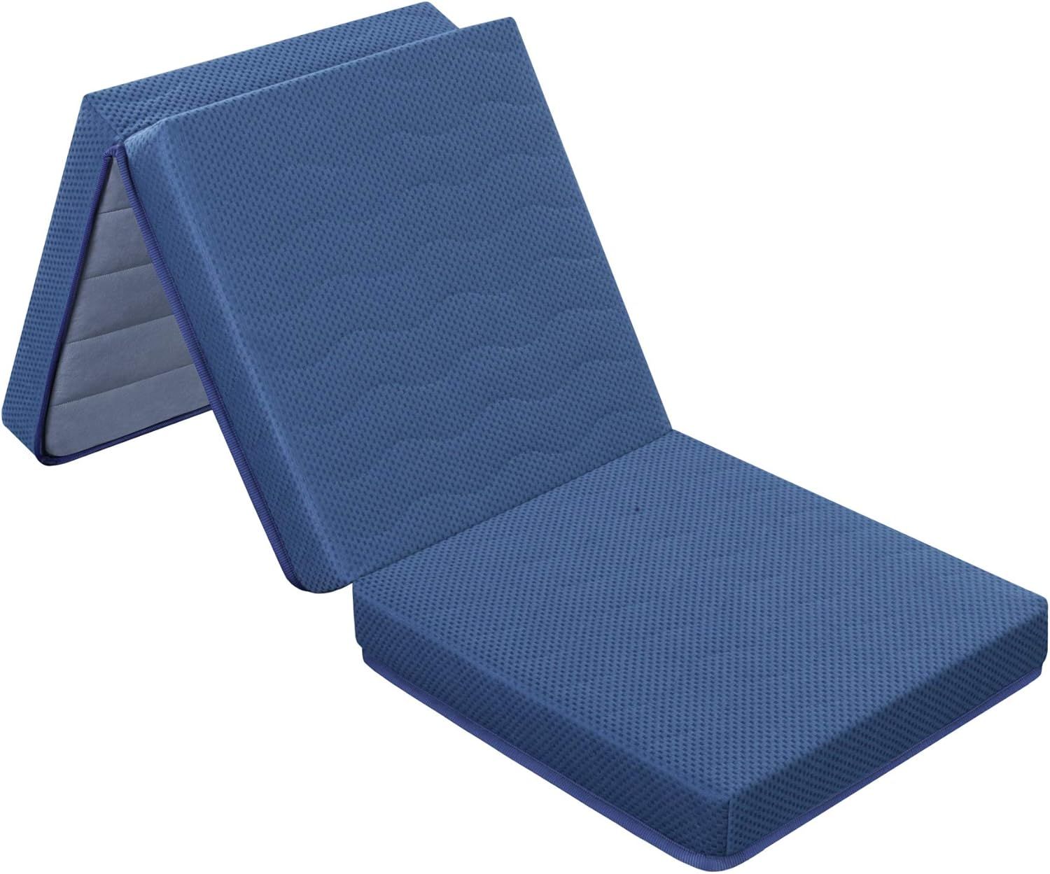 オリースリープ Olee Sleep 三つ折りメモリーフォームキルトトッパー ブルー シングル キルティング 低反発 高反発 幅97×奥行195×厚さ10cm 日本正規輸入品