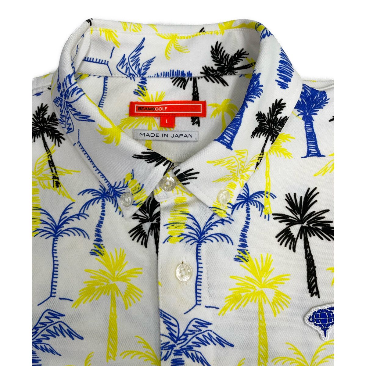 メンズ ビームスゴルフ BEAMSGOLF 半袖シャツ L 白系 ホワイト ボタン