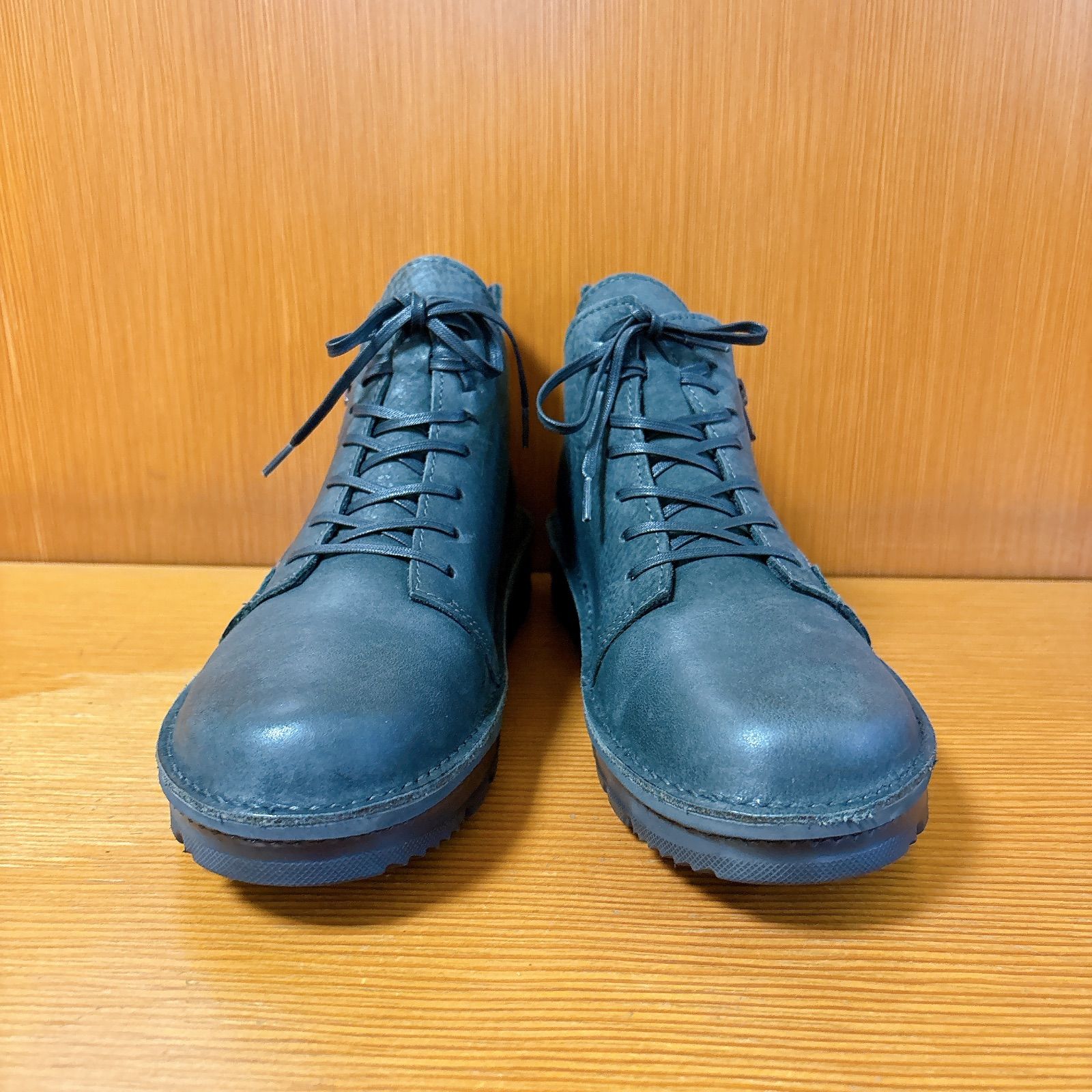 撥水本革 ゆったり足幅4E 日本製 編み上げ ブーツ 墨色 ブラック ファスナー 新品未使用 匿名配送