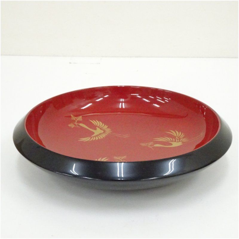 輪島塗 漆塗松喰鶴菓子器（箱付） 茶器 おしゃれ かわいい