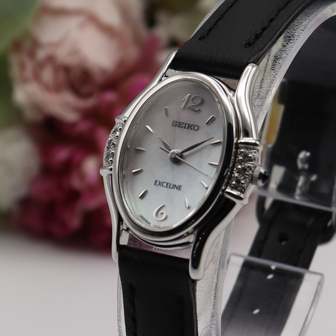 SEIKO エクセリーヌ セイコー 6Pダイヤ ピンク シェル レディース 電池新品 セイコー エクセリーヌ 6Pダイヤ クォーツ ピンク