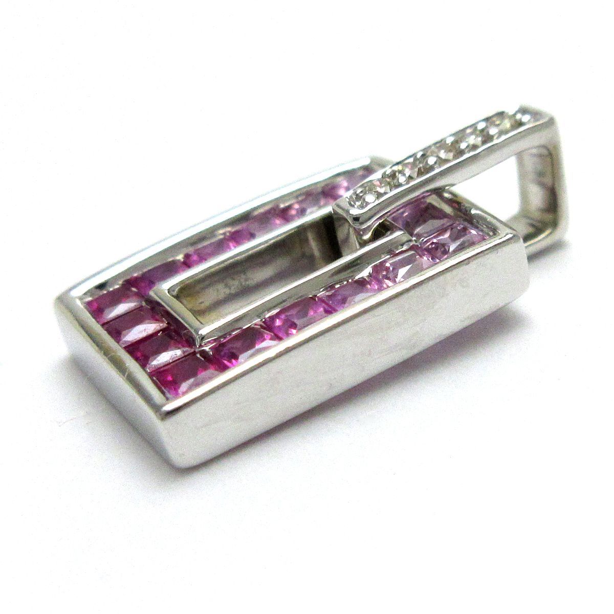 新品】K18WGサファイヤ0.57ctダイヤ0.23ctペンダントトップ