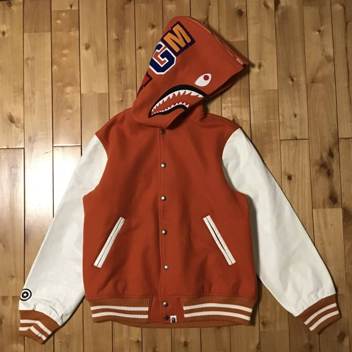 ☆新品☆ XL 袖レザー シャーク パーカー スタジャン shark hoodie 