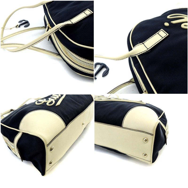 グッチ GUCCI ミニボストンバッグ ハンドバッグ ロゴ ナイロン レザー