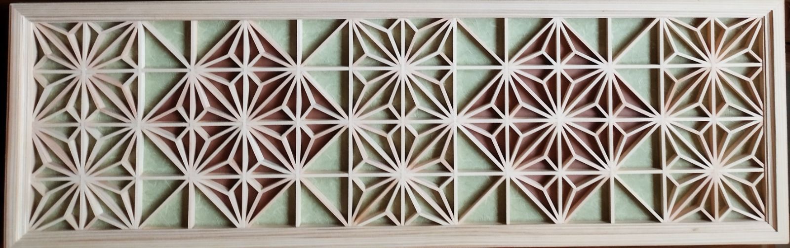 114 麻の葉組子 2 枚一組 木製額縁 工場 直営 店ハンドメイド・手芸 - 114