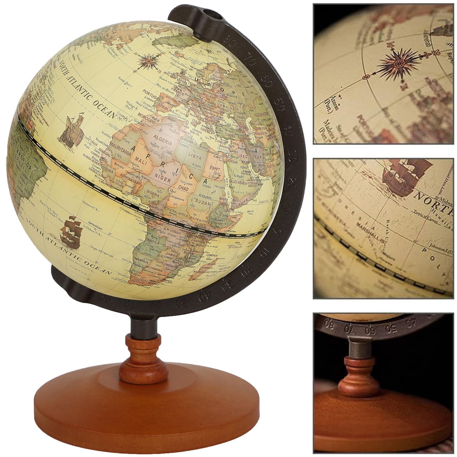  プレゼント インテリア グローブ 地球儀 アルファベット表記 レトロ 英語版 アンティーク風 23 5 cm akindou 地球儀 机上アクセサリー