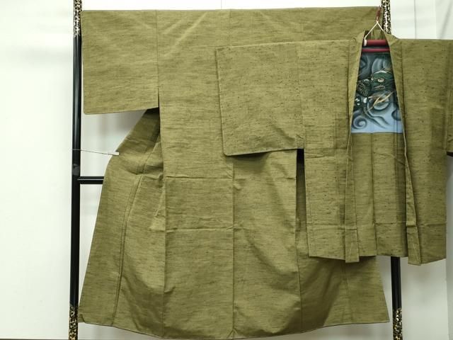 平和屋着物 上 男性 紬 髭紬羽織セット 海松色 CZAA3615s5